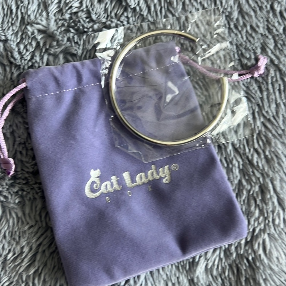 Cat bangle bracelet silver tone - never worn